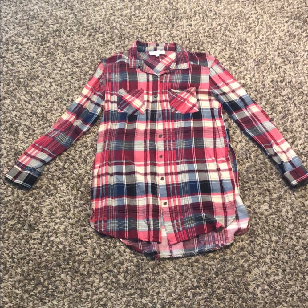 Plaid Button Down Blouse